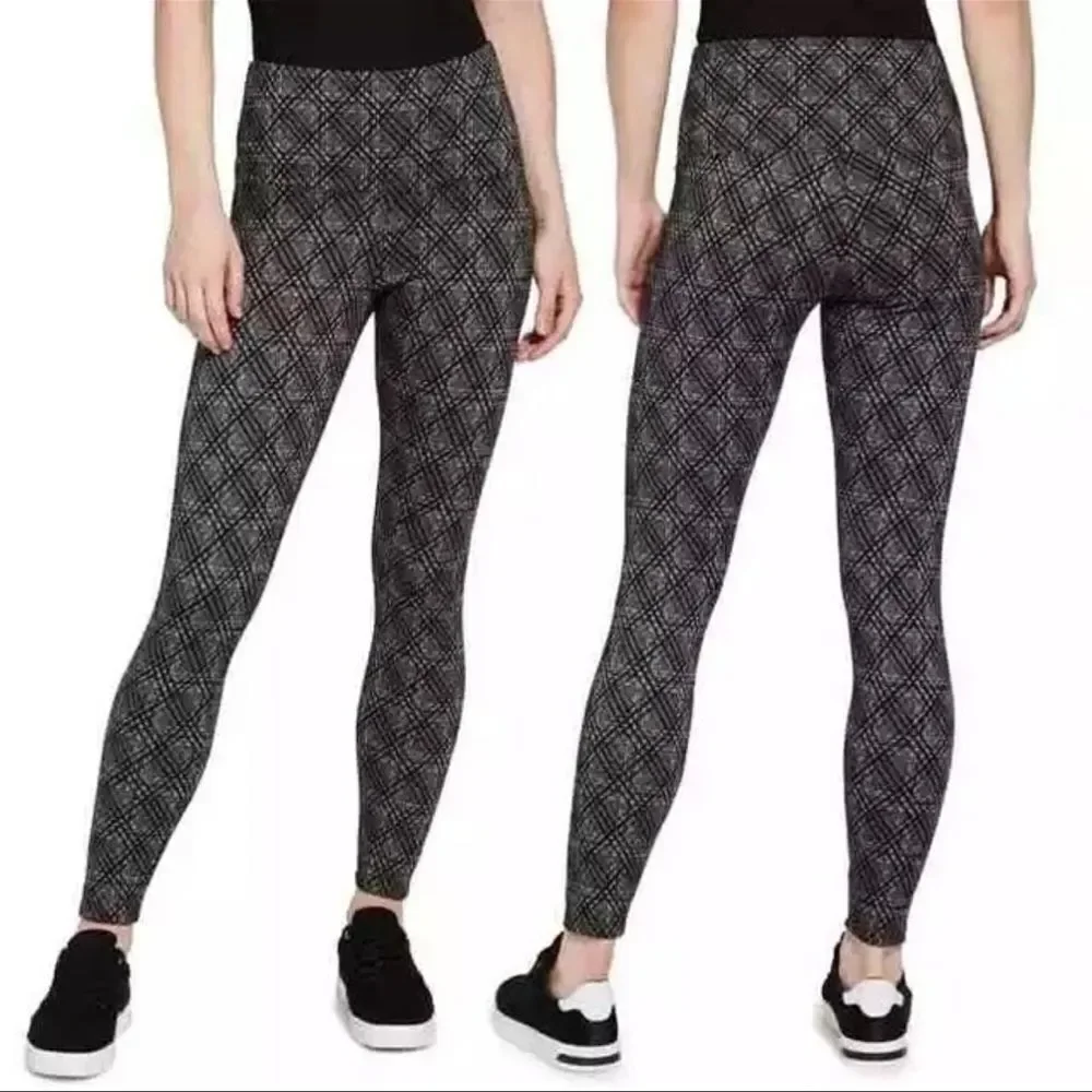 Lysse Signature Lattice Plaid Leggings Size Large